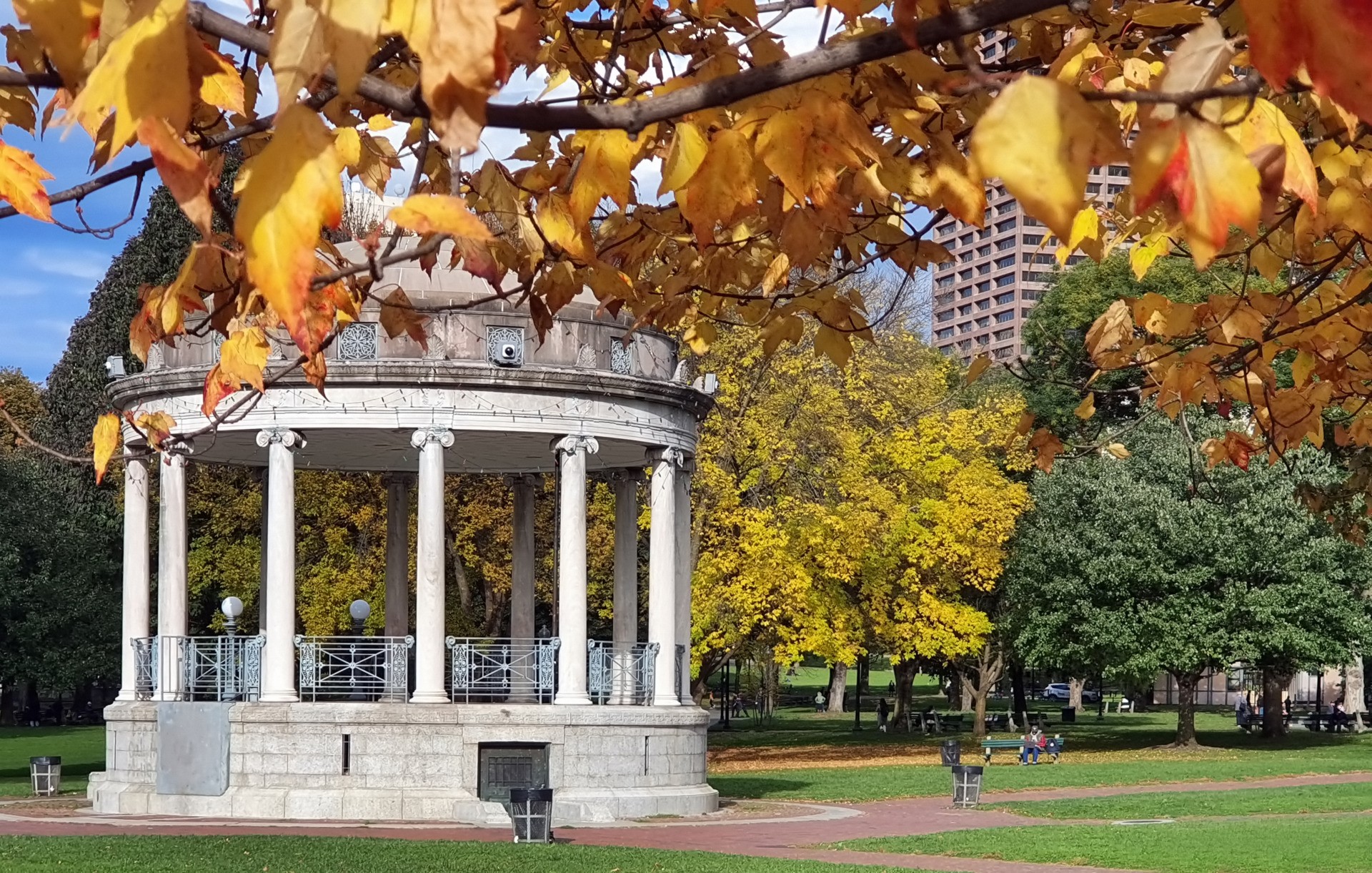 Our Approach. Image of the Parkman Bandstand in Boston Common on a sunny autumn day.